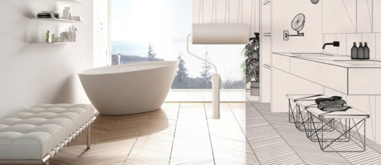 Croquis d'une salle de bain qui va être rénovée